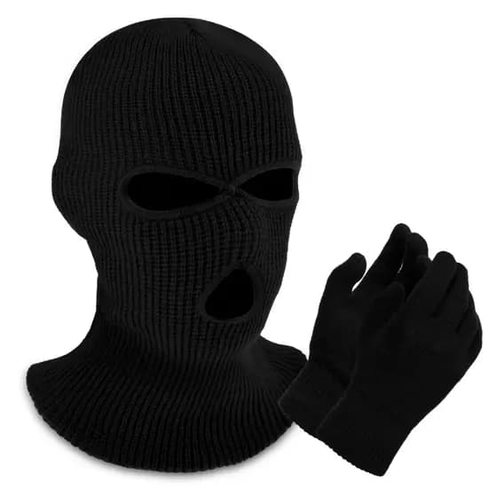 Kit Touca Ninja e Par De Luvas Touca Balaclava Proteção Motoboy Motociclista Ciclista Lã Quente