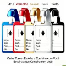 Kit 6/15 Porta-Crachá De Alumínio Ajustável Para Cartão De Trabalho Identidade DGE