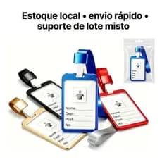 Porta Crachá De Alumínio Ajustável com cordão Para Cartão De Trabalho Identidade DGE ônibus