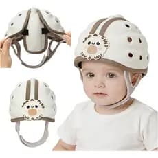 ISBOM - Capacete Proteção Cabeça Bebê, Capacete Seguro Engatinhar Bege Rosto Sorridente