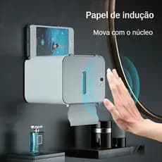 Suporte de Papel Higiênico Inteligente com Sensor Automático Toque Livre  Instalação Sem Furos