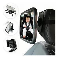Espelho Retrovisor Banco Traseiro 360° Ajustável Visão Ampla Inquebrável para Bebê Conforto Cadeirinha 25*18CM