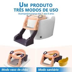 ISBOM Troninho Infantil Assento Redutor Sanitário Escada Dobrável Rosa/Azul