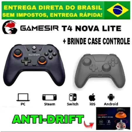 CONTROLE GAMESIR T4 NOVA LITE SEM FIO HALL EFFECT Bluetooth PC Nintendo Switch Celular + Case