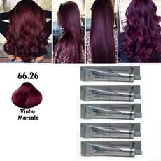 Kit 05 unidades - Coloração 66.26 Tinta Vinho Marsala Mairibel/Hidratycollor 60g - Tinta para cabelo vinho Tinta Cabelo