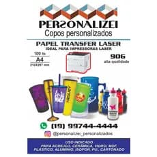 Papel Transfer Laser Alta Qualidade 90gr Apenas Uma Passada - 100 Folhas