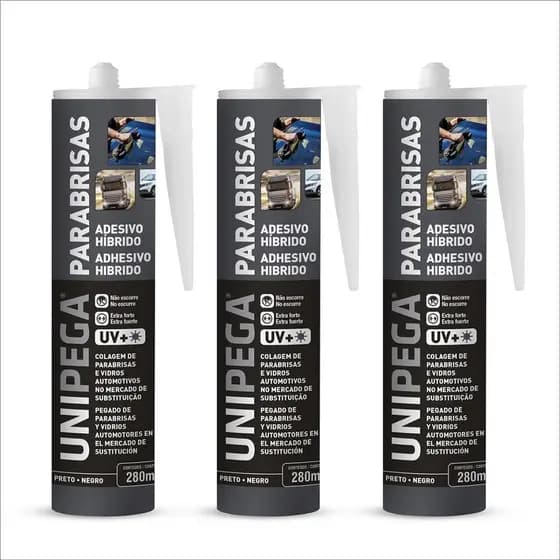 Kit 3 Cola Selante Silicone Adesivo Para Vidros E Parabrisas Preto 400g