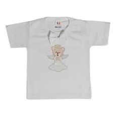 Camiseta Masculina Infantil Batizado Batismo Branca Anjinho