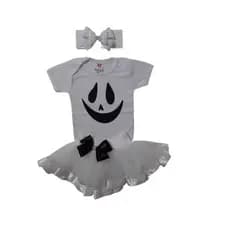 Conjunto Fantasia Halloween Fantasminha Bebê Menina Infantil