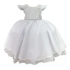 Vestido Bebê Menina Infantil Branco Roupa Festa Social Daminha Formatura Noiva Casamento Noivinha 1 Ao 16