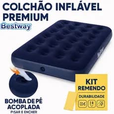 Colchão Inflável Casal Bestway Premium | Inflador Acoplado Suporta 300k Camping Visitas