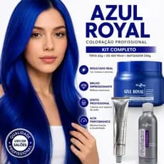 Tinta Azul para Cabelo 60g Creme Permanente Cobertura Uniforme com Ox 40v 90 ml e Matizador 250g