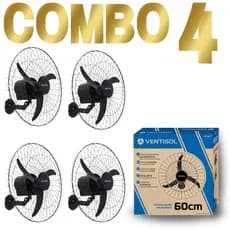 Kit 4 Ventiladores de Parede Ventisol Bivolt 60cm