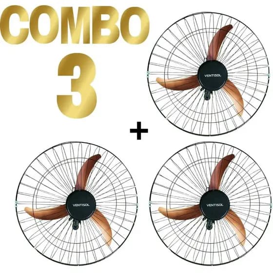 3 Ventiladores de Parede Ventisol Cobre 60cm 220v
