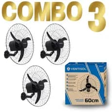 Ventilador Industrial 110v Parede 60cm Kit 03 Peças Silencioso