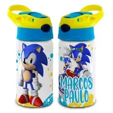 Garrafa de Água Infantil 500ml Nartuo/ Sonic/  One Piece Personalizada |Garrafinha Com Nome Criança.