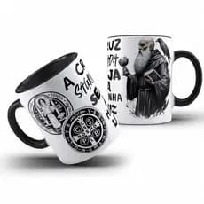 Caneca São Bento – Cruz Sagrada Seja Minha Luz | Caneca Religiosa Católica Cerâmica