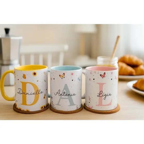 Canecas Personalizadas, Letra e Nome 6