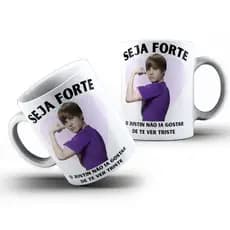 Caneca Personalizada Justin Bieber Meme Seja Forte  Caneca Criativa Presente Fã Pop  Caneca Divertida Frase Motivacional