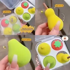 kit 4 esponjas de maquiagem de frutas esponja de maquiagem em pó molhado e seco