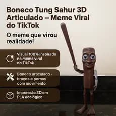 Boneco Tung Tung Sahur Articulado 16CM TIKTOK Brainrot 3D Geek 3D Meme Brinquedo MENINO Colecionável