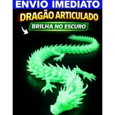 Dragão articulado luminoso Brilha escuro 42cm decoração presente flexível relaxante ENVIO IMEDIATO