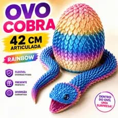 Cobra Articulada 42cm + Ovo Decorativo 12cm 3D Decoração Gamer Geek Presente Flexível Brinquedo sensorial