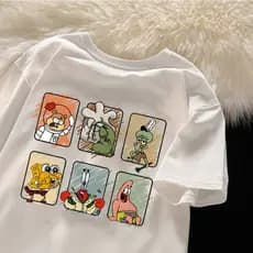 Camiseta Feminina T-Shirt Premium 100% Algodão Puro Camisa Estampada Turma Do Bob Esponja - Unissex