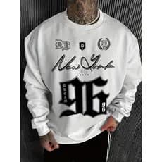 Moletom Masculino Gola Careca New York 96 Estampa Streetwear Hip Hop Casual