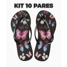 kIT 10 Pares de Chinela de borracha Feminina Revenda Atacado Ch2  Slim Sacoleira, lojista TucLele