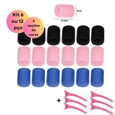 Bobs para Cabelo com Velcro Kit 6 ou 12 Modeladores de Cachos Volume Bob Grande + Grampos DIY Styling Tools