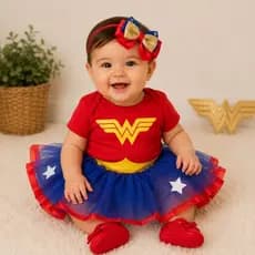 Kit Body Mulher Maravilha Bebe Mesversário/fantasia Menina
