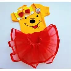 Body  Bebe  Mesversário Pooh Tule Laço  ou Toca/Temático Infantil