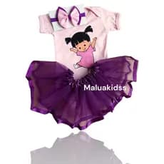 Body de Bebê kit Temático Boo Personagem/Suedine 100% Algodão - Mêsversário