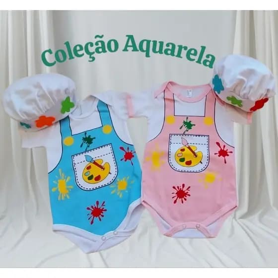 Body Para Bebe Aquarela Temáticos/Bebe Artista Pintando o Sete Bori Kit Body Bebe Fantasia