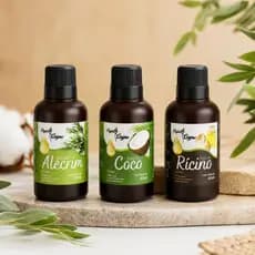 Óleos Capilares Naturais 3 em 1 Alecrim, Coco e Rícino Crescimento e Hidratação Profunda 60ml