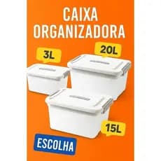 Organizador Plástico 20L Cesto Tampa Guardar Objetos Roupas Brinquedos Banheiro Cozinha Resistente