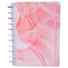 Caderno Grande Capa Dura Rosa Papel Reposicionavel Folhas Destacaveis Organizador