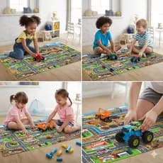 Kit Carrinho Infantil Tapete Cidade Acessórios Bebê Coordenação Imaginação Funcional Educativo Jogo