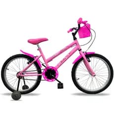 Bicicleta Aro 20 Infantil Feminina Com Cesta E Rodas Auxiliares Meninas