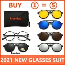【1Frame+5Lens】2025 Novo Fashion Polarized glasses Suit Óculos De Sol Com Clipe Magnético Para Pesca Ao Ar Livre UV400