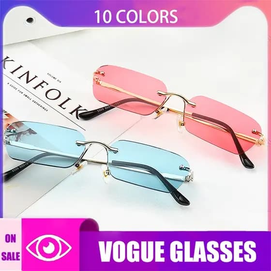 2023 Nova Moda Pequena Quadrada Sem Moldura Colorida Feminina Masculina Óculos De Sol Com Uv400 (10 Cores)