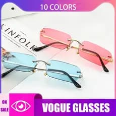 2023 Nova Moda Pequena Quadrada Sem Moldura Colorida Feminina Masculina Óculos De Sol Com Uv400 (10 Cores)