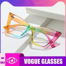 Western Fashion 2024 Mulheres Ins Moda Big Metal Frame Cat-Eye Retro Anti-Blut Luz Óculos Para Hottie