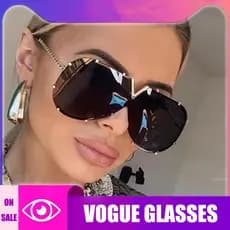 Novo INS Moda de Alta Qualidade Big Frame One Piece V Modelagem Unisex Metal Cool Óculos De Sol Com Unhas De Salgueiro