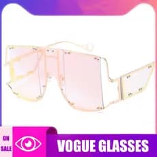 New European and American large frame conjoined Sunglasses Women's Retro multi rivet punk Sunglasses