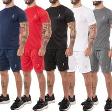 Kit 5 ou 3  camisetas masculinas + 5 ou 3  Bermudas Masculinas Academia - Conjunto
