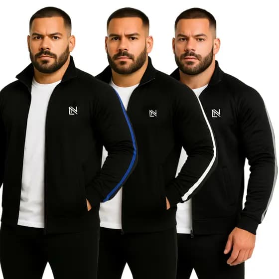 Kit 3 Jaquetas Casacos Masculina Blusa aberta de frio com zíper Academia treino