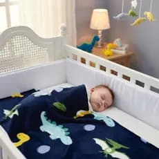 Cobertor Manta Bebe Estampado Neutro Não Alérgico Etruria Dinossauro Azul