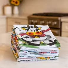 Kit 10 Panos de Prato Estampados Cozinha Copa 100% Algodão